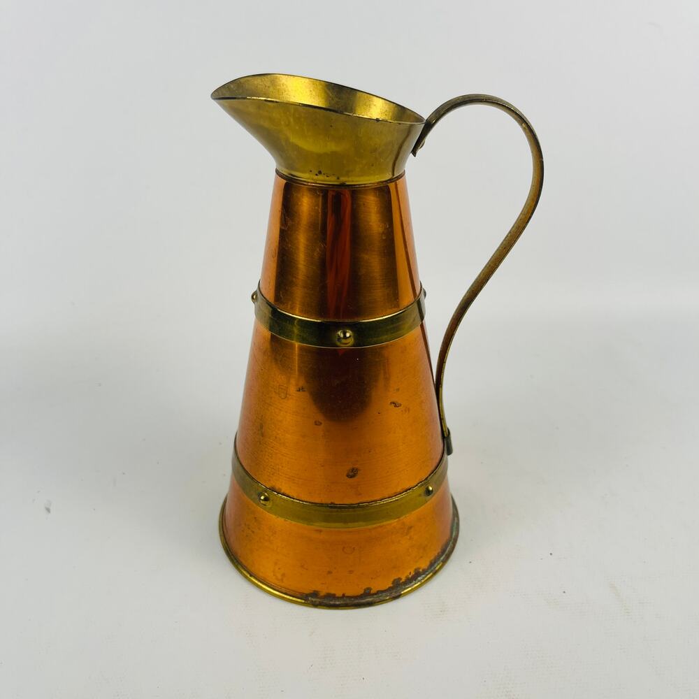 Vintage British Copper & Brass Banded Jug Pitcher Made in Britain UK 6 1/2"